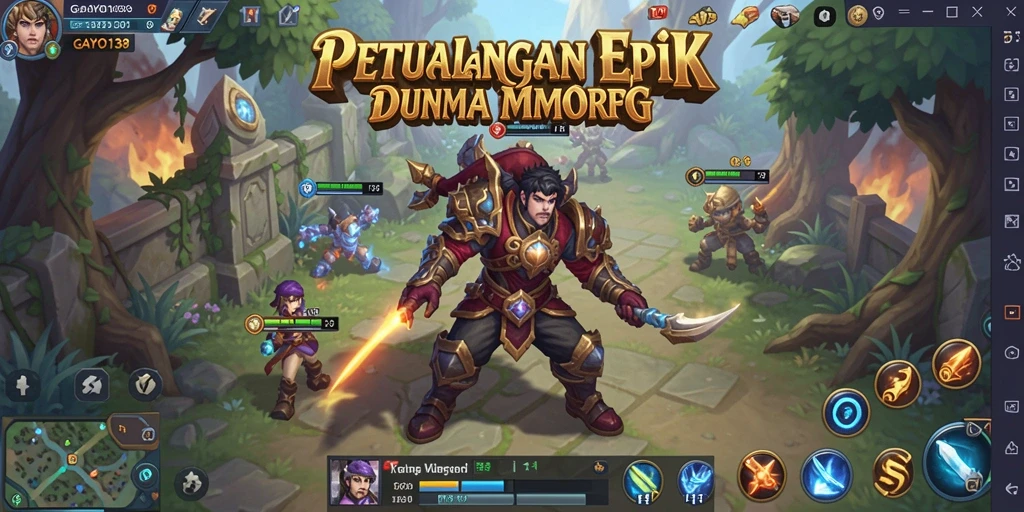 Tampilan gameplay epik dalam dunia fantasi yang luas.