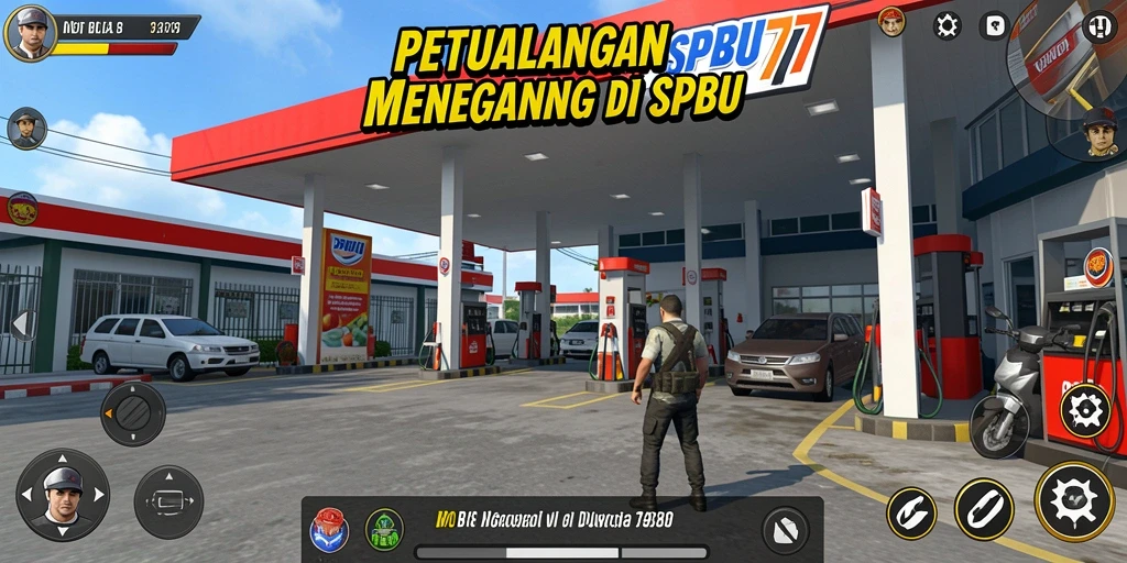 Tangkapan layar menunjukkan aksi mendebarkan di dunia SPBU77.