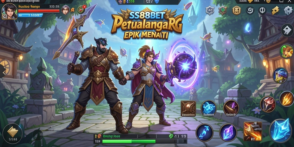 Gambaran seru gameplay RPG di SS88BET dengan pertarungan epik.
